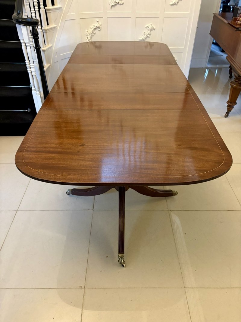 Quality Antique Edwardian 12 Seater Triple-Pedestal Dining Table